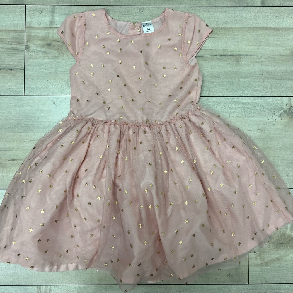 Carter’s pink tulle with gold stars toddler girls dress 4T